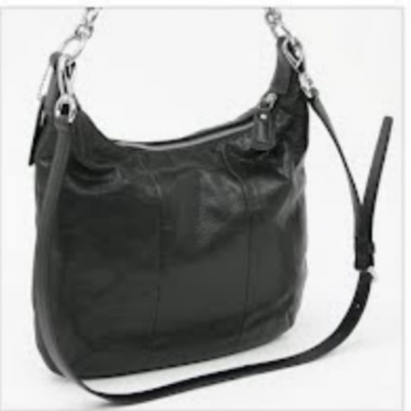COACH KRISTIN LEATHER HOBO BAG PURSE BLACK NWT!! - Picture 2 of 8